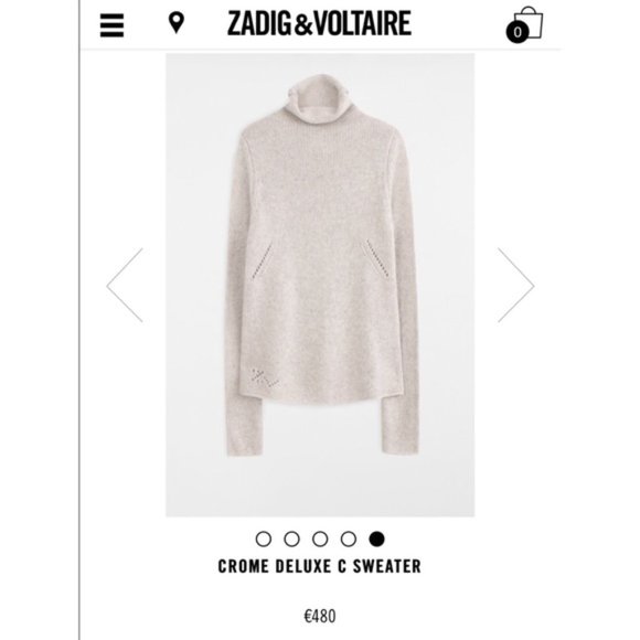 Zadig & Voltaire Chrome Deluxe Cashmere Sweater S - Picture 2 of 10